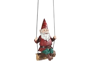 Design Toscano Garden GNOME Statue - Sammy Lo Swinging GNOME - Outdoor Garden Gnomes - Statue Divertente Prato GNOME