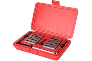 HYUDUO 1 Par de Bloques de Precisión 1-2-3, 0,0001 '' Maquinista de Fresado Emparejado 23 Agujeros, Con Caja de Llaves de Tornillos, Abrazadera de Bloque En V de 90 ° Para Maquinista, Para Fresadora