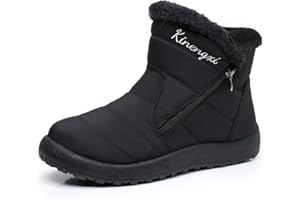 KINENGXI Womens Winter Snow Boots Ladies Fur Lined Warm Ankle Booties Flat Walking Slip On Zipper Shoes Outdoor