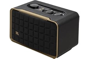 JBL Authentics 200 Smart Home Lautsprecher – 70er Jahre Retro-Design Bluetooth Box – Mit Quadrex Grill, Google Assistant, Alexa, AirPlay und JBL One App – Schwarz