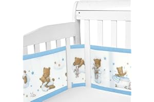 GoGou Cot Bumper,Baby Cot Bumpers for Cot Bed,Breathable Cot Bumper 3D Anti-Airflow Mesh with 4 Sides Anti-Collision