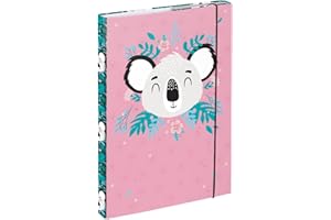 Baagl Heftbox für Schulranzen A4 - Sammelmappe für Kinder mit Gummiband und Innenklappen - Heftmappe, Sammelbox mit Gummizug für Mädchen (Baby Koala)