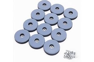 GINOYA Teflon Furniture Sliders, 12pcs 38mm Furniture Glides with Screws for Easy Moving on Carpet Hardwood Tile (Grayish Blue)