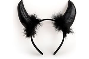 JSRHEEM Cerchietto con Corna da Regina Malvagia per Halloween, per Carnevale & Feste, Accessorio per Capelli & Costumi, Decorazione per Testa, per Adulti & Bambini, Nero