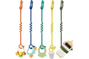 ETETOO Schnullerkette Silikon – 5 Packungen Verstellbare Silikon-Kinderwagenkette Und Cup Catcher FÜR Kinderwagen, HochstÜHle, Kinderbetten, Autositze (Mehrfarbig)