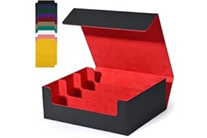 UAONO Sammelkarten-Aufbewahrungsboxen für 1800+ Karten, Premium Magnetic Deck Boxen, Leather Deck Case mit Trennwänden, Spielkarten Deck Boxe für TCG MTG YuGiOh Karten (Schwarz und Rot)