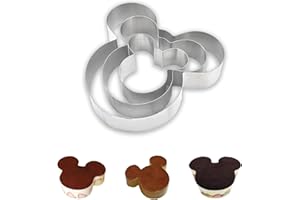 DIKARIYA Anillo de Pastel, Aro para Tartas, 10/15/20CM Anillos para Tartas, Acero Inoxidable Anillo Reposteria y Pasteleria Pasteles Galletas para Hacer Tartas de Crema y Motivos (Mickey)