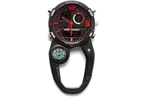 VOSO Carabiner Watch Luminous Clip on Quartz Watch Compass, Glow in The Dark Clip On Unisex Pocket Backpack Buckle Belt Watch for Doctors Chefs Outdoor Climbing