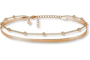 GD GOOD.designs Tobillera para señora I Tobillera multifila - Ajustable I Tobillera de cadena de serpiente dorada - plata - oro rosa I Impermeable