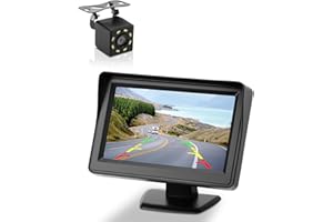 SUPAREE 4.3" 1080P Kit Telecamera di Retromarcia Telecamera Posteriore Auto Retrocamera Auto con Display con Interruttore Accendisigari e Visione Notturna IP68 per furgone Camion Camper SUV