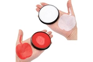 ‎KARLOR KARLOR Gesichtsfarbe 30gx2 rot weiß Aqua Make-up Theaterschminke Facepainting Body Paint, wasserbasis professionell Schminkfarbe Erwachsene Makeup Halloween Karneval Fasching Cosplay(rot&weiß )