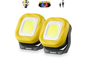 Napatyre Projecteur LED Rechargeable, 1000LM Projecteur LED Chantier Portable avec Base Magnétique à 180°，4 Modes 2000mAh Lampe de Travail Pour Camping, Chantier, Garage, Atelier (2 Pièce)