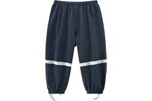 FEWLBY Kids Waterproof Trousers Girls Boys Rain Trousers Lightweight Mud Proof Pants Outdoor Rain Wear with Reflective Strips for 1-11 Years