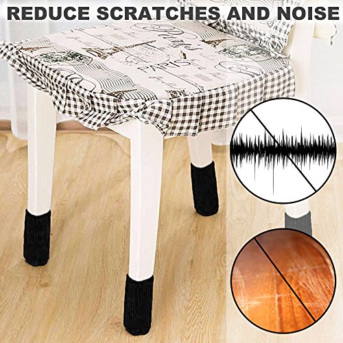 Meta-U® 24pcs stricken Möbel Wollsocken – Stuhl Bein Floor Protector-Pads (Schwarz) - 2