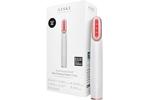 GESKE Skin Firming Wand | 7 in 1 | Appareil anti-âge | Lifting microcourant | Outil soins de la peau | Adieu aux rides pour peau ferme | Outil raffermissant | Technologie LED rouge | Tête rotative