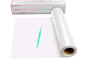 HTVRONT Vinilo Textil Termoadhesivo Blanco 30.48cm x 457cm – Rollo de Vinilo Transferencia de Calor de, para Cricut y Silhouette Cameo, Vinilo termoadhesivo fácil de Cortar (Blanco)