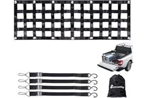 SurmountWay Heavy Duty Tailgate Cargo Net for Truck Bed, Durable&Rugged Tailgate Net, Extendable&Adjustable Truck Bed Cargo Net, Suitable for Truck, Trailer, Pickup, Jeep, SUV, Boat and So on(54"x18")