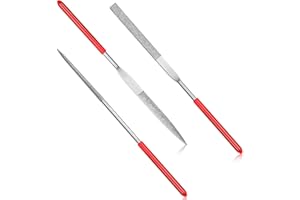 TUSERXLN Miniature and Model Files Diamond Needle File Set, 3 Pcs Hardened Alloy Strength Steel Files of Round File, Flat File and Half-Round File for Jewelers Glass Wood Carving Craft