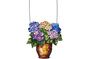 Xuoxeji Hydrangea Pot Acrylic Window Hanging, Hydrangea Plant Acrylic Window Panels, Stained Acrylic Hydrangea, Hydrangea Flowers for Window Living Room Wall Home Decor (Hydrangea)