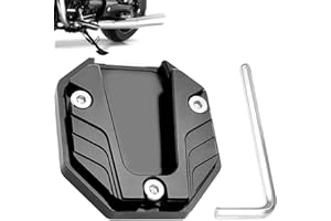 Alriedy Motorrad Ständer Unterlage, Motorrad Seitenständer Verlängerung Pad, Rangierhilfe Motorrad Zubehör, Universal Stütze Für Motorrad, Unterstützung Platte Für Besseres Stehen CNC Aluminium