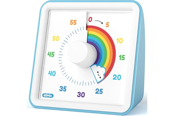 LIORQUE Minuteur Visuel Timer Enfant, 60 Minutes Chronometre Enfant et Compte à Rebours pour Enfants et Adultes, Silencieux Outil de Gestion du Temps pour Cuisine, Salle de Classe, Réunions (Bleu)