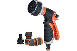 moinkerin Hose Pipe Spray Gun Garden Hose Nozzle 8 Patterns for Watering Plants or Lawns, Cleaning Pets, Cleaning Windows（Applicable 1/2 "Hose