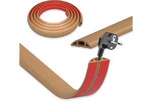 DIKARIYA Canaleta Cables Suelo Marrón, 3cmx3m Canaletas para Cables, PVC Pasacables Suelo, Protector de Cables para Suelo, Salva Cables Suelo Autoadhesiva para Hogar, Oficina, Escuela, Almacén