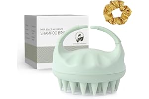 Sndyi Scalp Massager Shampoo Brush, Head Scalp Massager for Hair Growth, Scalp Scrubber with Soft Silicone Bristles, Scalp Scrubber/Exfoliator for Dandruff Removal, Wet Dry Scalp Brush, Green