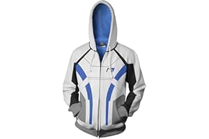 SWDAN Mass Effect N7 Felpa con Cappuccio e Zip da Uomo S-5Xl, Cosplay Cappotto Maniche Lunghe,Giacca Classica e Casual