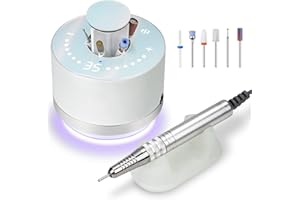 Madenia Brushless Nail Drill Machine for Acrylic Nails Touch Pro 35000 RPM Professional Powerful Nail File Electric Pedicure Manicure E File Set with Unique 6 Nail Drill Bits and HD Digital Display