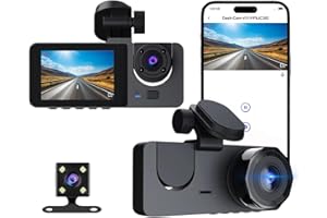 RUOVXWU Dash Cam for Cars Front and Rear 1080P Full HD 5GHz WiFi Car Camera Cams In Car Camera Three Lens Dashcam for Cars Front+Cabin+Rear Night Vision, 170°Wide Angle, Loop Recording