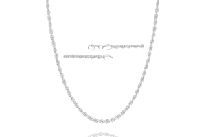 Esrael 925 Sterling Silver Solid 2.5mm 3mm Rope Chain Necklace for Men, Sturdy Non-Fading Mens Silver Chain Jewellery Gifts for Men 16/18/20/22/24 Inch