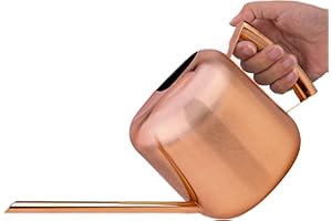 Chase Chic Regadera Pequeña de Acero Inoxidable con Boca Larga, Regadera Bonsái 1.18 L, Regadera Metal de Riego para Plantas de Interior y Jardínes, Oro Rosa