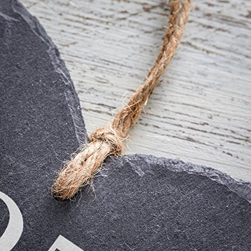 Großes Schieferherz mit schöner Gravur – “ Silberhochzeit “ – Personalisiert mit [WUNSCHNAMEN] und [DATUM] [MOTIV 25 JAHRE IN LIEBE VERBUNDEN] – 23 cm x 27 cm x 0,6 mm – mit Jute Band zum Aufhängen - 4