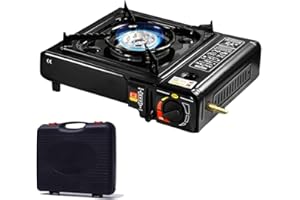 MEGASHOPITALIA Fornello a Gas da Campeggio a Doppio attacco Cartucce di gas Butano o Bombola di gas GPL con Valigetta