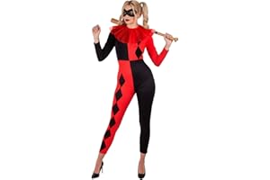 Fun Shack Jester Costume for Women, Harlequin Halloween Costume, Ladies Jester Outfit, Halloween Costumes Adult Women