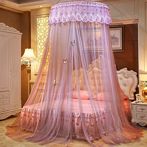 Preisvergleich Produktbild LUSTAR Court-Art Moskitonetz-Bett-Überdachung Für Kinderfliegen-Insektenschutz-dekorative Innenhöhe 270cm Oberer Durchmesser 1.2m Für 1-2m Bett,Beige