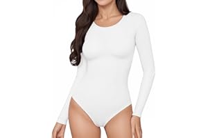 ALGALAROUND Damen Bodys T-shirts Langarm Bodysuit mit Classic Rundhalsausschnitt Langarmbody Baumwolle ELegant Damenbody Women Tops Oberteil