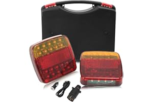‎CDZHLTG CDZHLTG Magnetische Kabellos LED Rückleuchten 12/24 V, Magnetische kabellose LED-Anhänger-Rückleuchten-Set, Wasserdicht Funk Rücklichter für Anhänger, Traktor, LKW, Wohnwagen