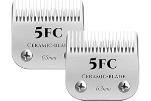 LEEWORKS Detachable Pet Dog Grooming Clipper Ceramic Blades，Size 5FC Cut Length 1/4"(6.3mm) Replacement Blades Compatible with Andis Dog Clippers，Compatible with Wahl/Oster A5, KM Series Clippers,2 Pack