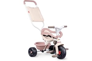 Smoby - Tricycle Be Fun Confort Rose - Vélo Enfant Dès 10 Mois - Evolutif - Canne Parentale avec Sacoche - Arceau de Sécurité - 740417