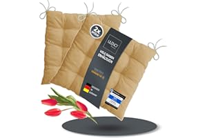 LILENO HOME 2er Set Stuhlkissen Taupe (40x40x6 cm) - Sitzkissen für Gartenstuhl, Küche oder Esszimmerstuhl - Bequeme UV-beständige Indoor u. Outdoor Stuhlauflage als Stuhl Kissen