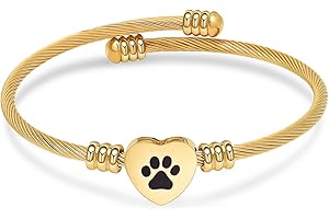 QGJNSGC Braccialetto per ceneri, gioiello commemorativo in acciaio inox, a forma di zampa di animale domestico, a forma di cuore, urna con ciondolo a forma di urna per i propri cari, funerali,