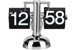 SERLIUM Orologio da Tavolo a Fogli Mobili,Orologio Digitale Ribaltabile,Movimento al quarzo accurato,Retrò Minimalista Orologio Meccanico Automatico,Orologio da Tavolo per Soggiorno di Casa(Nero)