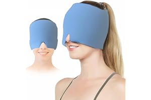 HISUNBEN Migräne Maske, riutilizzabile, per terapia del freddo e del caldo, per emicrania e mal di testa, con gel su un solo lato, per emicrania cronica, mal di testa da tensione,Nebenhöhlen (blu)