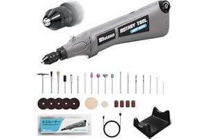 Bucasso Variable Speed Rotary Tool Kit with 2.0 universal chuck from 1/50'' to 1/8'', Cordless Rotary Tool with LED Light, Multi-Purpose Power Tool for Sanding, Polishing, Drilling, DIY Crafts