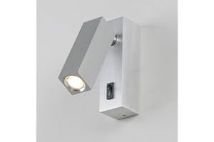 PathsOn Modern Bedside Wall Light, Bedroom Wall Lamp Adjustable Arm LED Reading Light with Switch (Silver)