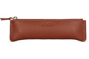 Londo Trousse pour crayon en Cuir Véritable - avec fermeture éclair (Marron)