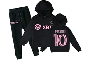 GENERISCH Fußballtrikots Kinder IN-TER MIA-MI #10 ME-SSI Trikots für Jungen Kapuzenpullover & Jogginghosen Set Jungen Fußball Geschenk