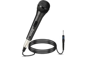 FDUCE Dynamic Vocal Microphone 9.0s, Metal Handheld Corded Microphone with On and Off Switch, Wired Karaoke Mic with 16.4ft XLR Cable for Singing, Speech, Wedding, Class use (Grey)